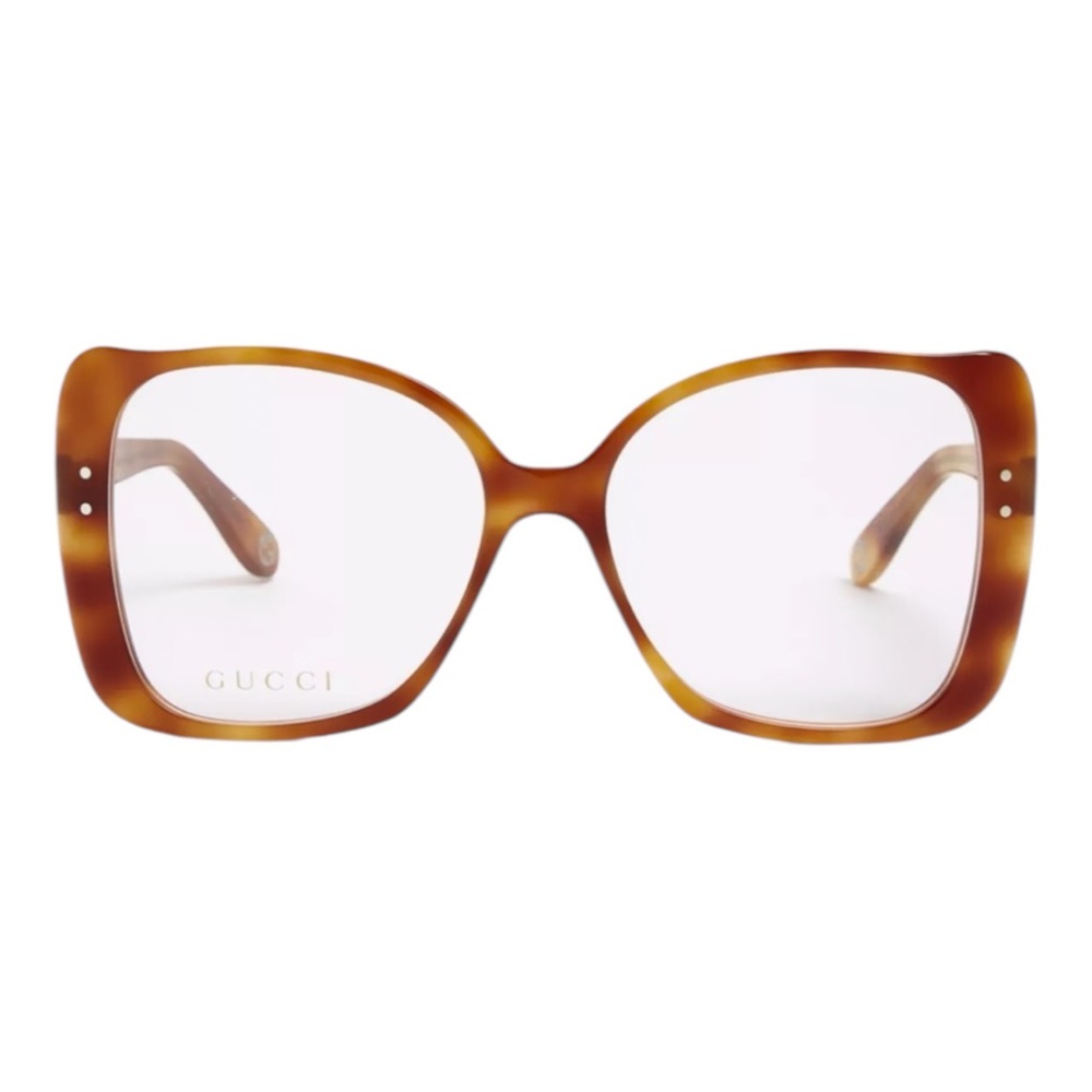 NWOT Authentic Gucci Havana Transparent Large Glasses GG0473O w/ Unbranded Box